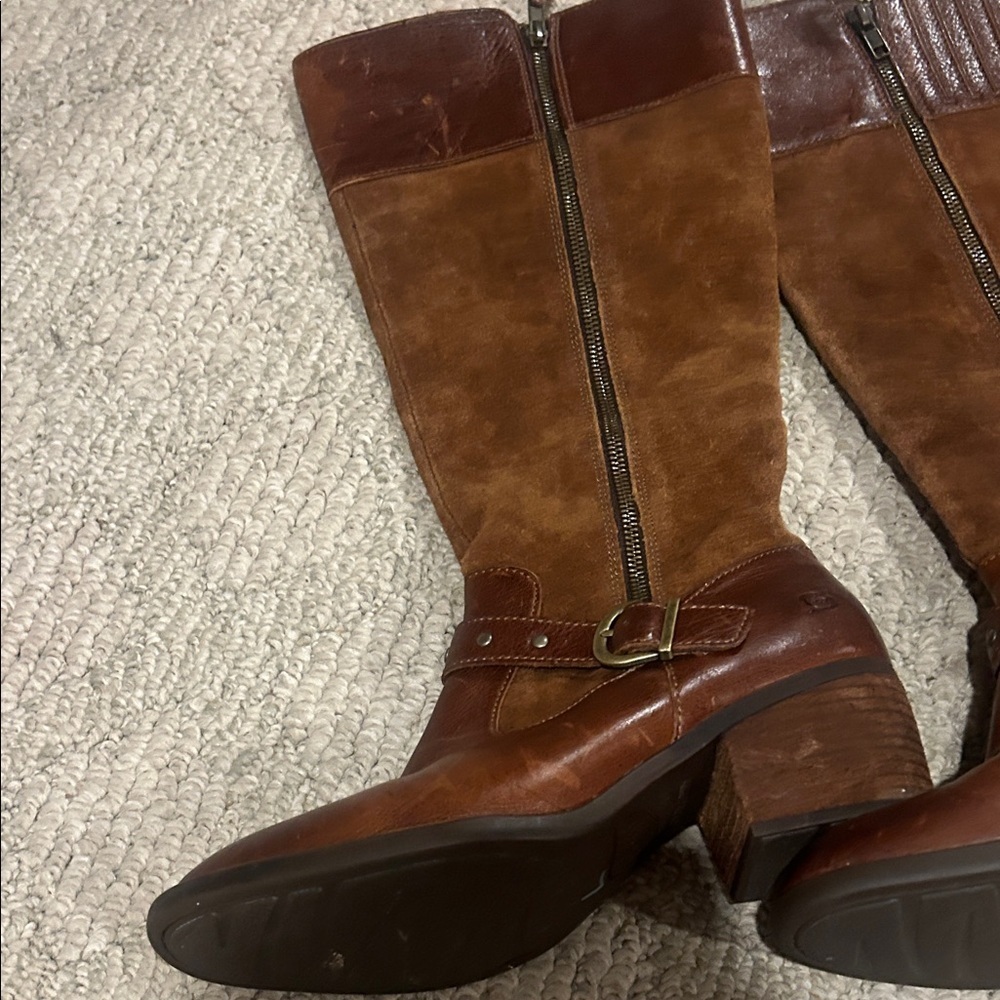 Born Alize Chestnut Leather and Suede Boots - Picture 3 of 16